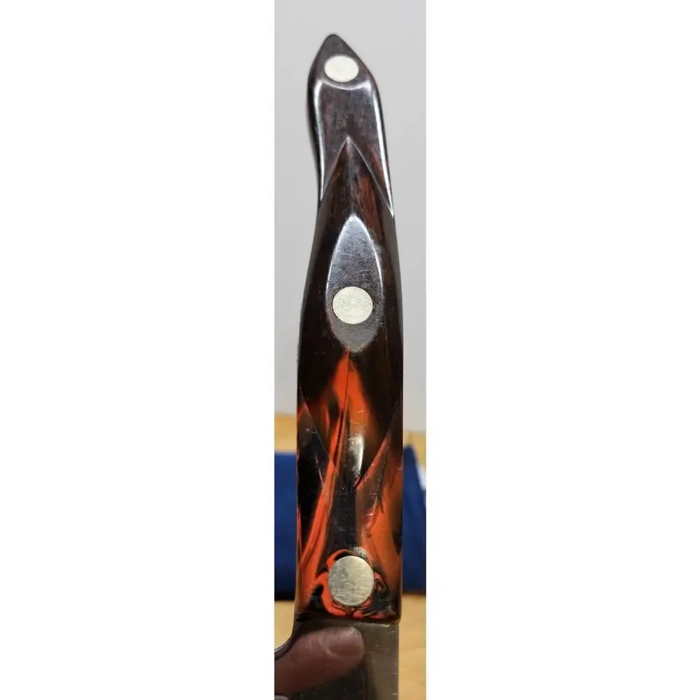 70's CUTCO Knife 1725 9” Blade Brown/Orange Marbled Handle USA‎ Hippie Years
